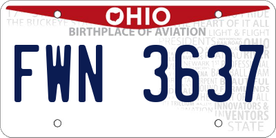 OH license plate FWN3637