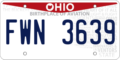 OH license plate FWN3639