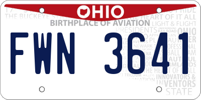 OH license plate FWN3641