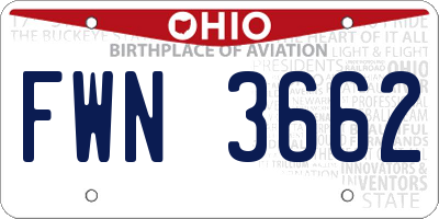 OH license plate FWN3662