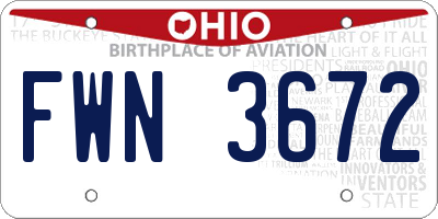 OH license plate FWN3672