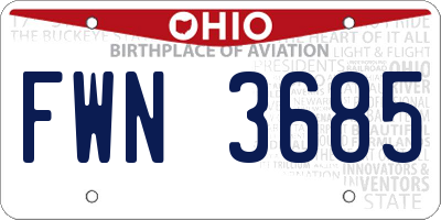 OH license plate FWN3685