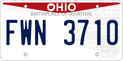 OH license plate FWN3710