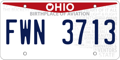 OH license plate FWN3713
