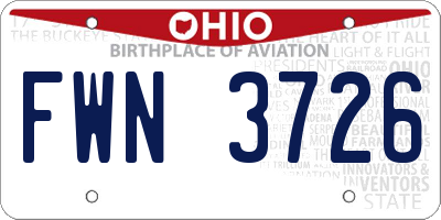 OH license plate FWN3726