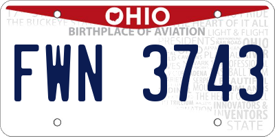 OH license plate FWN3743
