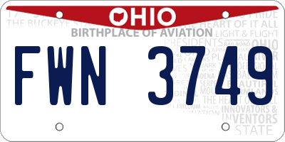 OH license plate FWN3749