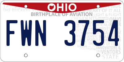 OH license plate FWN3754