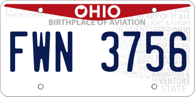 OH license plate FWN3756