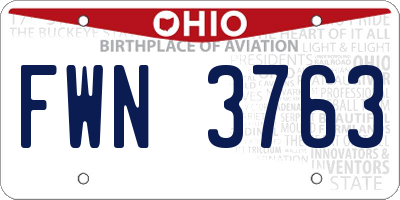 OH license plate FWN3763
