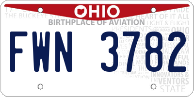 OH license plate FWN3782
