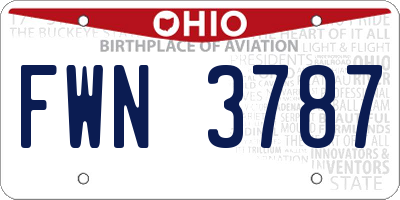OH license plate FWN3787