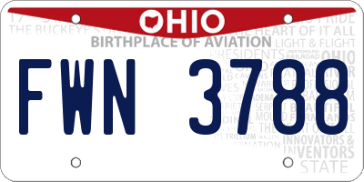 OH license plate FWN3788
