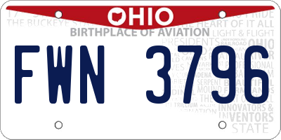 OH license plate FWN3796