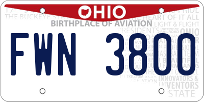 OH license plate FWN3800