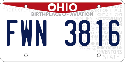 OH license plate FWN3816
