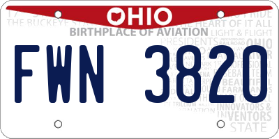 OH license plate FWN3820