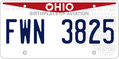 OH license plate FWN3825