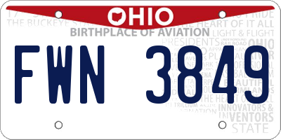 OH license plate FWN3849