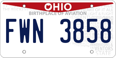 OH license plate FWN3858