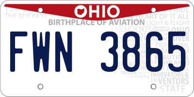 OH license plate FWN3865