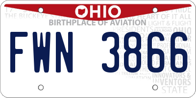 OH license plate FWN3866