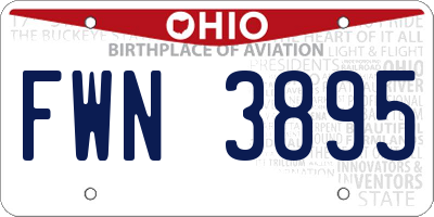 OH license plate FWN3895
