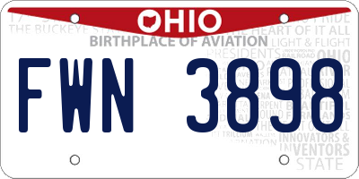 OH license plate FWN3898