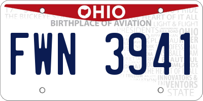 OH license plate FWN3941