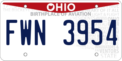 OH license plate FWN3954