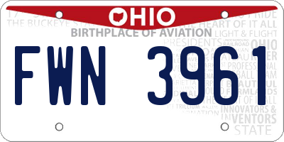 OH license plate FWN3961