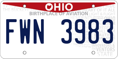 OH license plate FWN3983