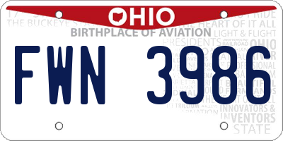 OH license plate FWN3986