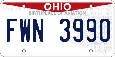 OH license plate FWN3990