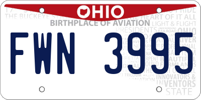 OH license plate FWN3995