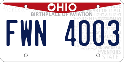 OH license plate FWN4003