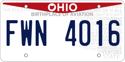 OH license plate FWN4016