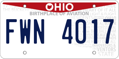 OH license plate FWN4017