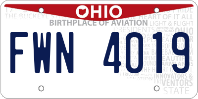 OH license plate FWN4019