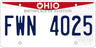 OH license plate FWN4025
