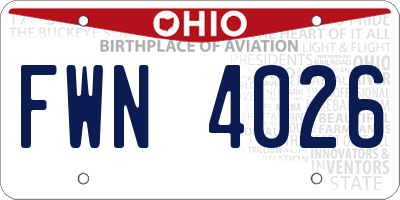 OH license plate FWN4026