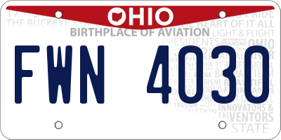 OH license plate FWN4030