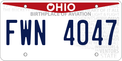 OH license plate FWN4047