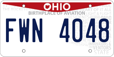 OH license plate FWN4048