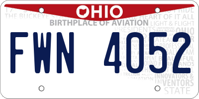 OH license plate FWN4052