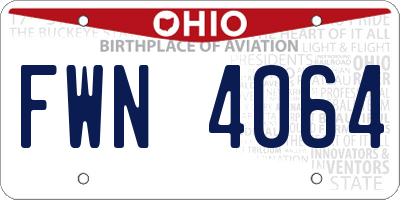 OH license plate FWN4064