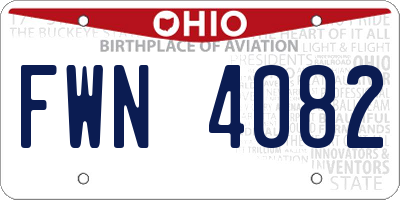 OH license plate FWN4082