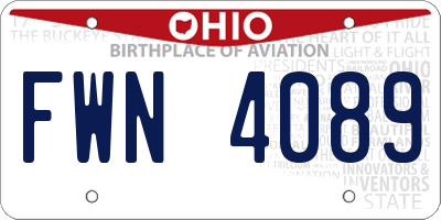 OH license plate FWN4089