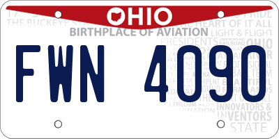 OH license plate FWN4090