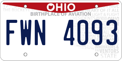 OH license plate FWN4093